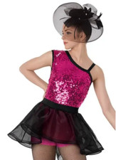 WEISSMAN Puttin' On The Ritz 9090 Hot Pink Black SEQUIN ORGANZA DRESS MA M ADULT