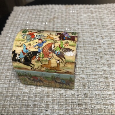 SPIRIT OF ART Hand Made Hand Painted Camel Bone Gift And Jewelry Box Multi Color