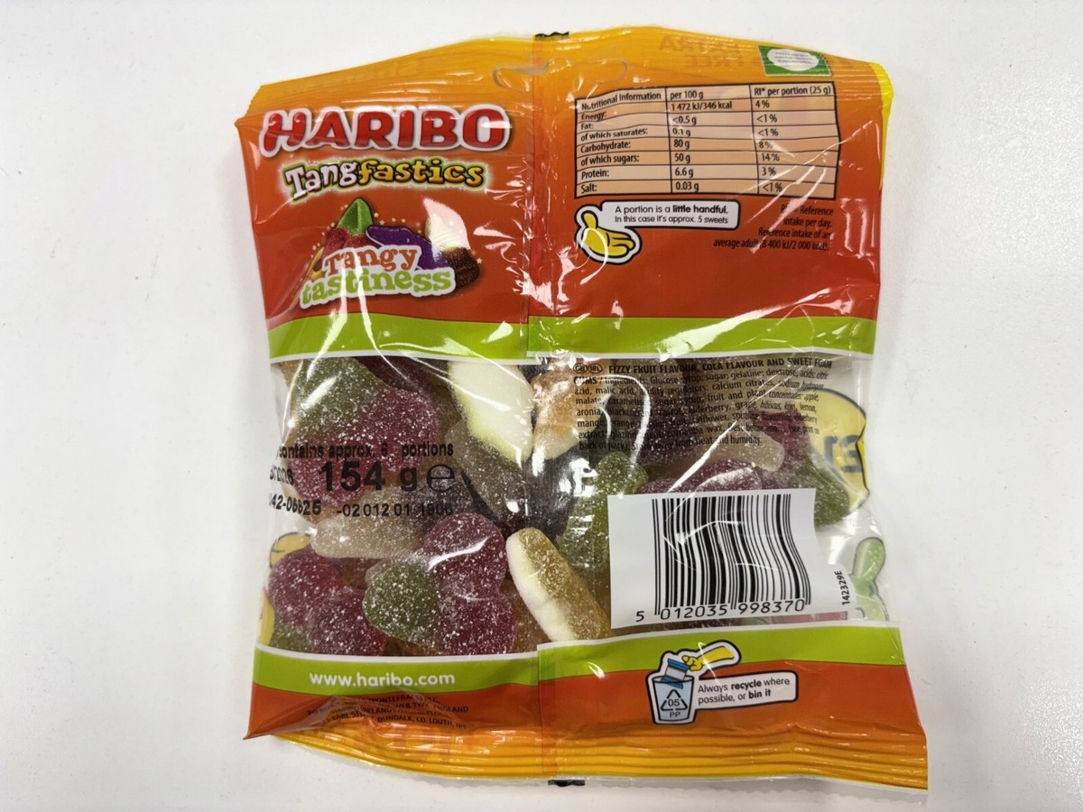 Haribo Tangfastics Tangy Sour Sweets Sharing Bag 154g PM - 1 Pack
