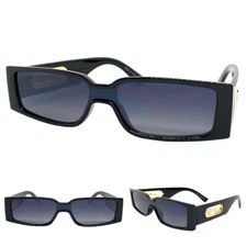 Futuristic Modern Contemporary Retro Party Rave DJ SUN GLASSES Sleek Black Frame