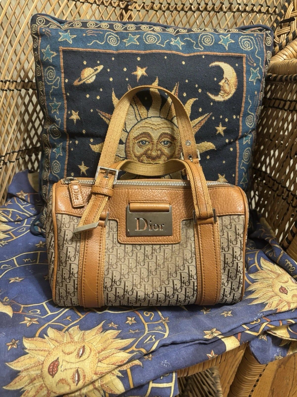 Mini sac Boston Christian Dior trotteur toile cuir