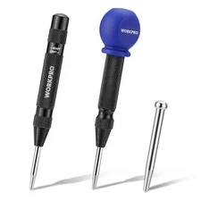 WORKPRO 2Pack Automatic Center Punch Adjustable Spring Loaded Metal Center Punch