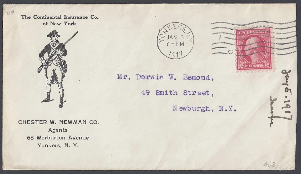 US 1917 ADVERTISING COVER THE CONTINENTAL INSURANCE CO. - Image 2 of 2