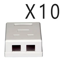 10 pcs pack lot - 2-Port Dual Keystone Jack Surface Mount Housing Box - White