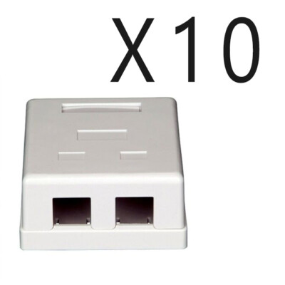 10 pcs pack lot - 2-Port Dual Keystone Jack Surface Mount Housing Box - White