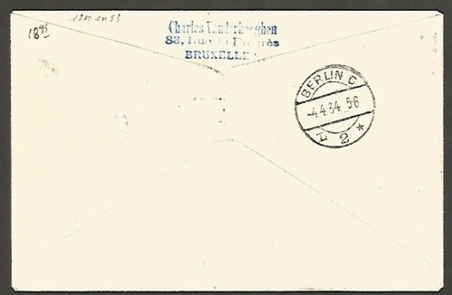 Belgium To Italy First Flight Bruxelles Berlin Venice Cover 1934 Airplane Cachet - Picture 2 of 2