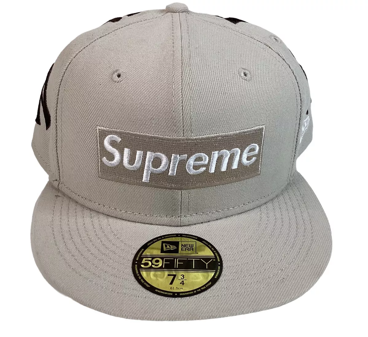 Neuf avec étiquettes Supreme New Era New York Yankees boîte logo brodé chapeau ajusté taille 7 3/4