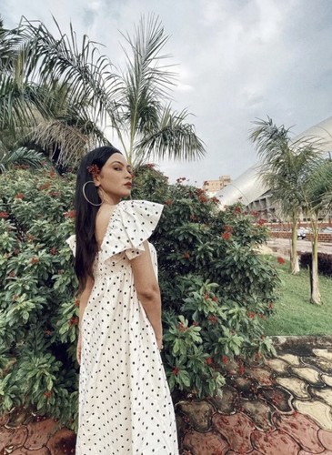 Dotted Ruffle Midi Maxi Dress Blogger HM H&M Cotton XXL 2X Rare Polka Dot White - Picture 11 of 15
