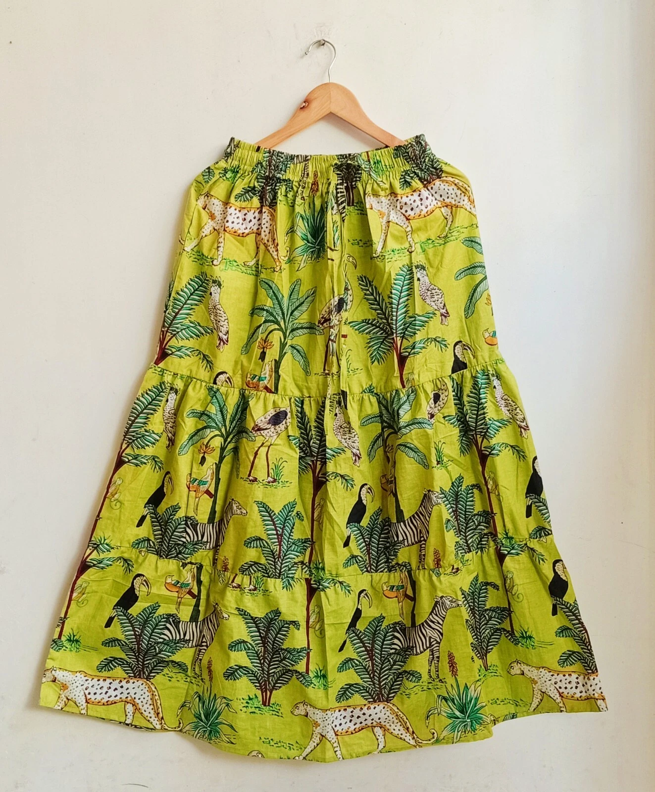 Indian Cotton Green Tiger Frill Skirt Women's Clothing Skirt Partywear Skirt AU