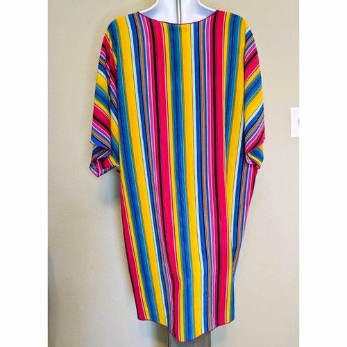 Striped Kaftan Blouse Cover Up Cha Cha Vente Women Size M Pull-on Tunic Beach - Picture 6 of 10