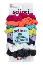 Scunci Small Ribbed Scrunchies, Assorted - 8 pk