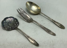 VTG Holmes & Edwards Plated Silver Serving Spoon Fork Set of 3