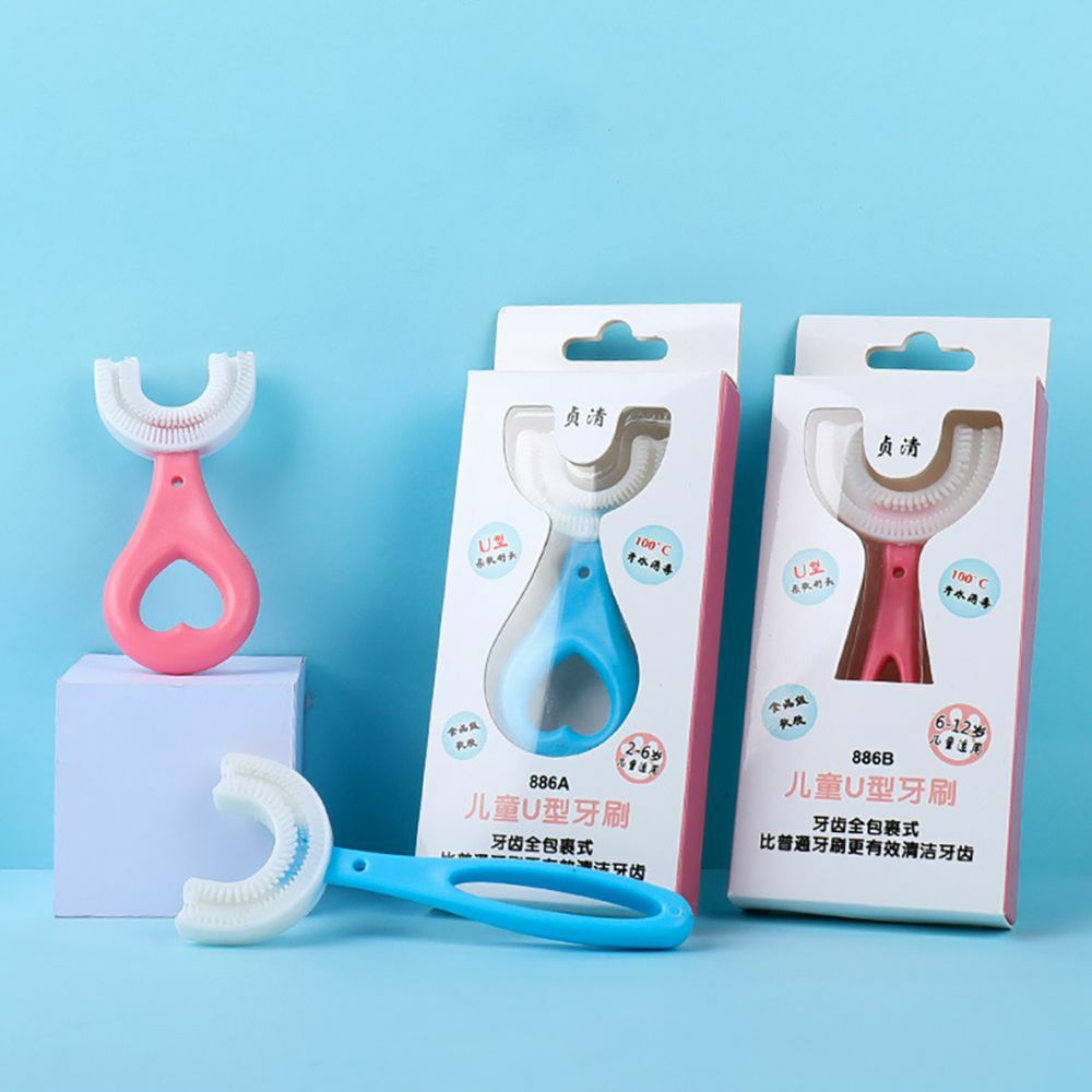 Cepillo de dientes de silicona en forma de U para niños cepillo de limpieza dental manual para niños pequeños 2-12 años