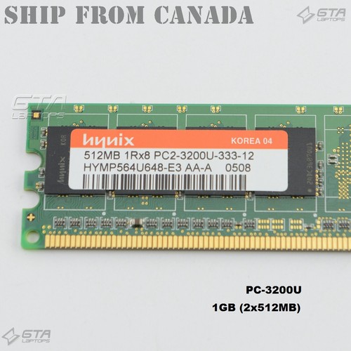 1GB (2X512MB) HYNIX Desktop Memory Ram PC3200U-30330 HYMP564U648-E3 - Picture 2 of 2