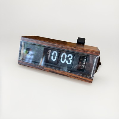 COPAL 227 青 ５０Hz Vintage Copal Model 227 Woodgrain Flip Clock w Alarm 1970s