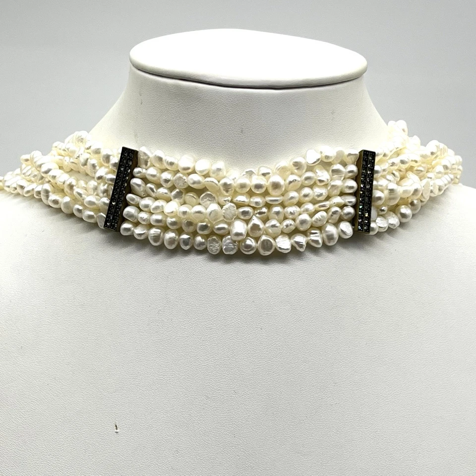 Collar de perlas de agua dulce reverso Heidi Daus en caja LEER Foto 3 de 4