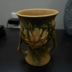 Vintage Roseville Pottery MCM  57-4 Small Yellow Green Peony Vase-EXC
