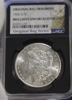 1902 O  US Morgan Silver $1 NGC Brilliant Unc w/Bag Fragment