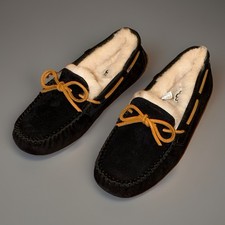 UGG Dakota Water-Resistant Suede Moccasin Slippers Black Women's Size 5 NIB