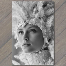 Art Print Ice Queen Portrait Frosted Crown Monochrome Fantasy Winter Snow Regal