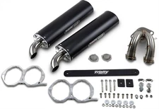 Trinity Stage 5 Dual Slip-On Exhaust Muffler Black Polaris RZR XP 1000