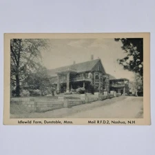 Dunstable Massachusetts Idlewild Farm Mail R.F.D. 2 Nashua N.H. Vintage Postcard