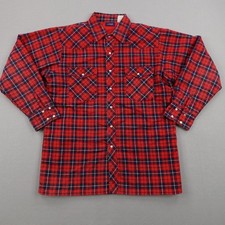 Vintage Wrangler Shirt Large Plaid Quilted Flannel Western Pearl Snap Shacket