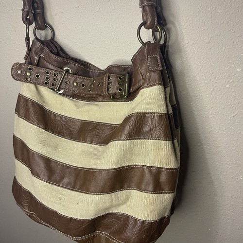 Cato Canvas & Faux Leather Hobo Bag - Picture 1 of 8