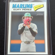 Topps 2025 Heritage Image Variation Eury Pérez #18 Miami Marlins Baseball Card