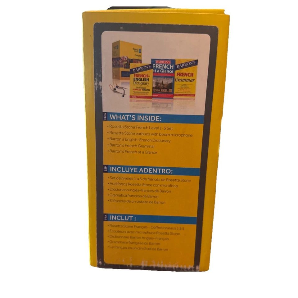 Rosetta Stone French Levels 1-5 DVD Set, Dictionary NEW Open Box (no Earbuds) - Image 2 of 4