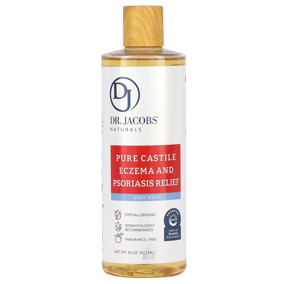 Pure Castile Eczema and Psoriasis Relief, Body Wash, Fragrance Free, 16 oz (473