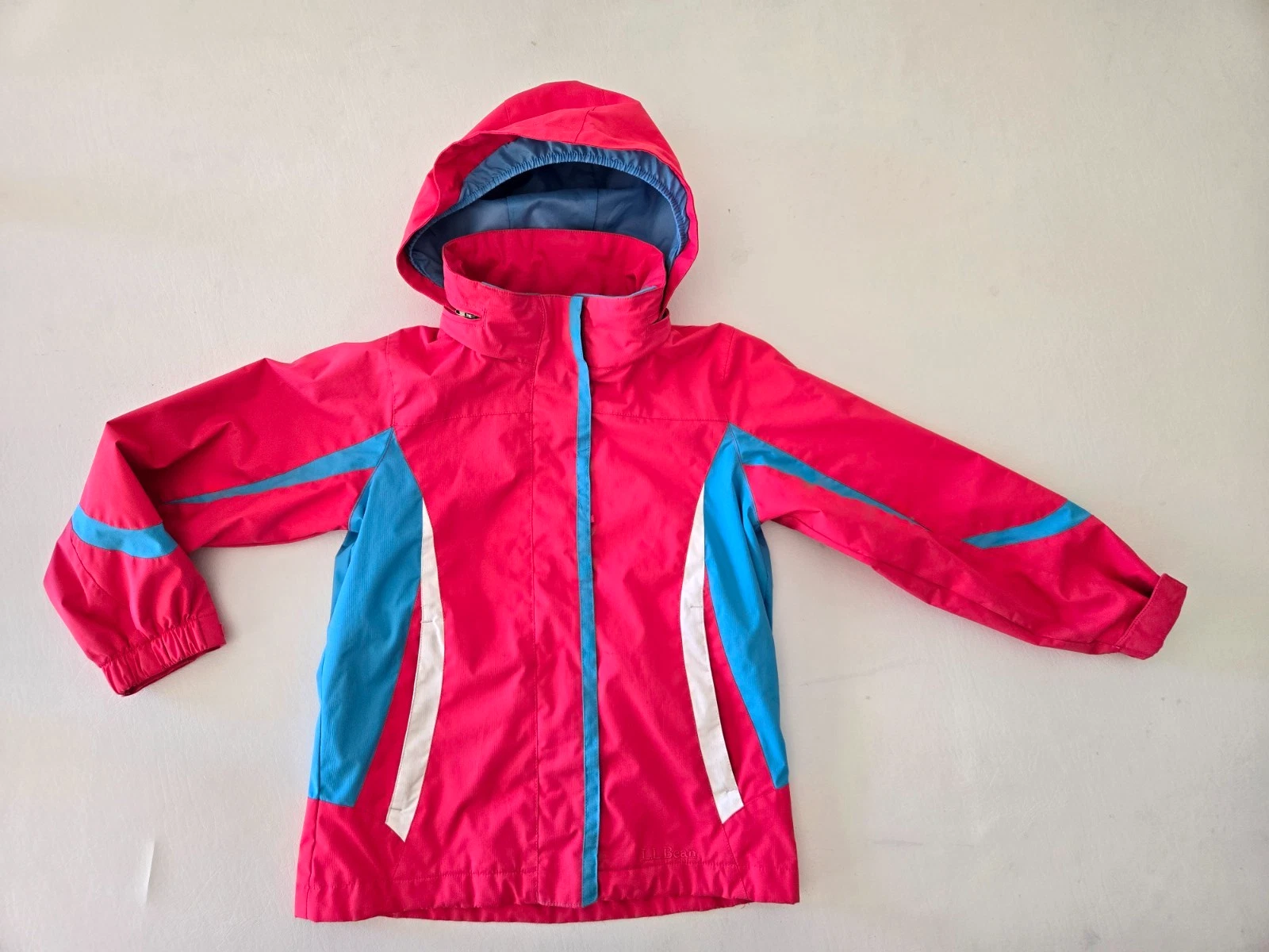 EUC LL Bean Wind Rain Jacket Girls 6X/7 Pink Outer Shell, Lined