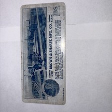 Carte publicitaire équivalente décimale Brown & Sharpe MFG Providence