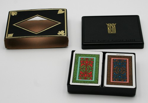 KEM VTG Plastic Coated Playing Cards Arabesque Double Deck - Complete Case Box