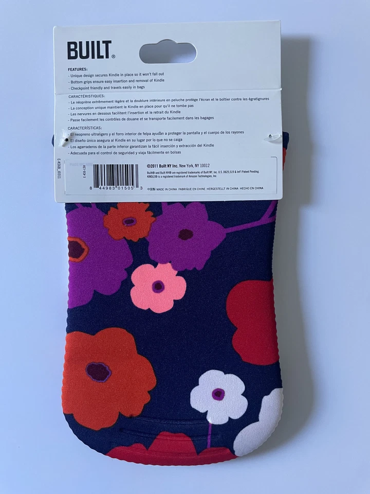 New - BUILT Slim Neoprene Sleeve - Kindle, Kindle Touch  - Navy w/Flowers - Image 4 of 4