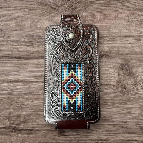 AZTEC DIAMOND LEATHER PHONE HOLSTER POUCH TAPESTRY BELT LOOP UNIVERSAL #EH13019 - Picture 38 of 50