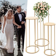 3 Pcs Gold Metal Flower Stand - Elegant Column Decor for Weddings  Events