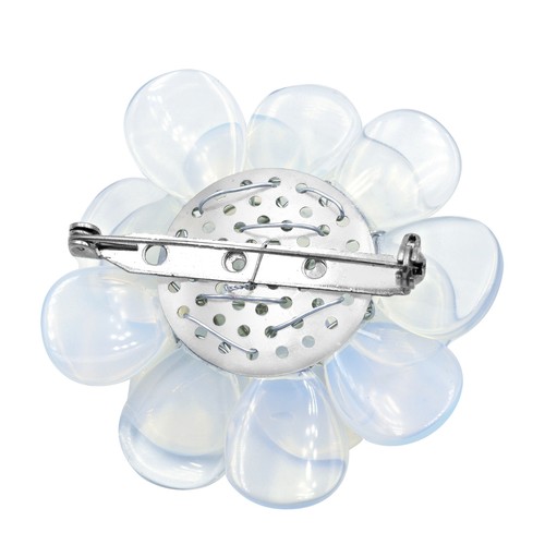 Luminous Flower Moonstone Pearl and Crystal Bead Brooch-Pin - Picture 3 of 4