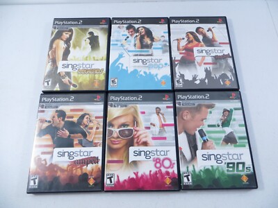 SingStar 80's 90's Amped Rocks Pop Legends Sony Playstation 2 PS2 Lot of 6