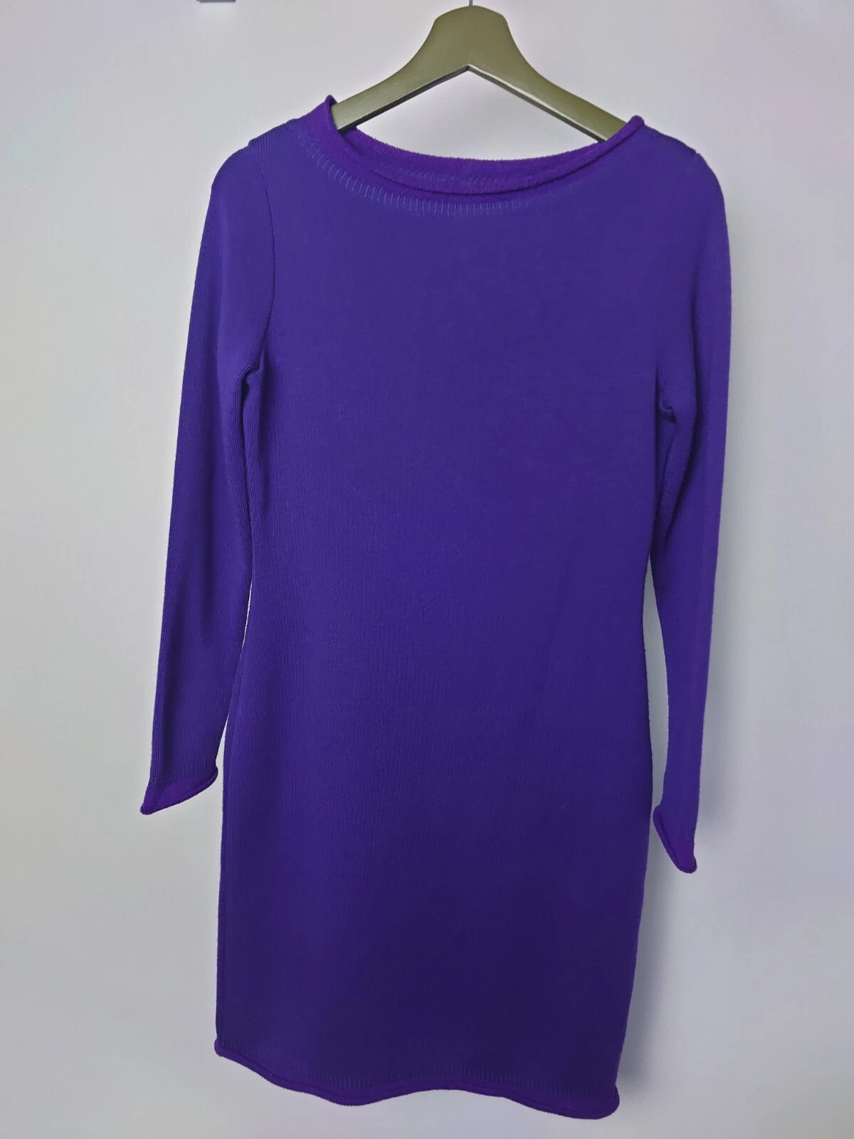 Versace Classic V2 purple Knitted Bodycon Dress size large 12 14 wiggle contrast