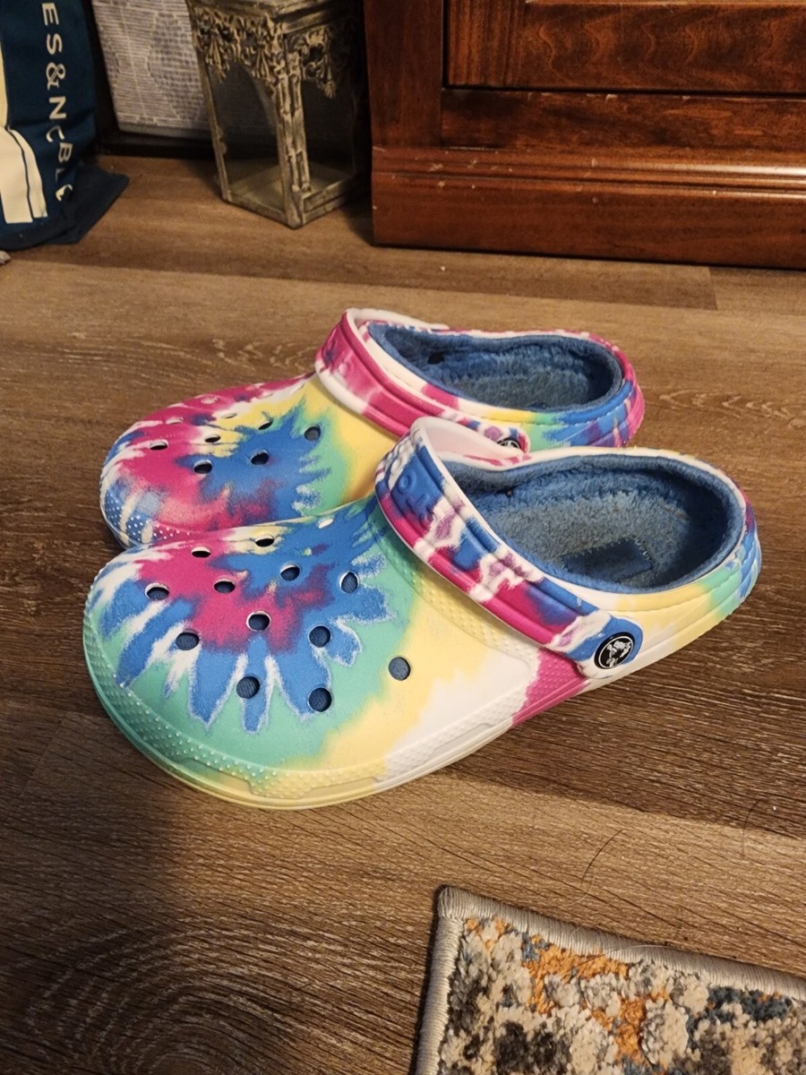 AYA　1223 Crocs Classic Baya Lined Tie Dye Graphic Clog 206341 Men SZ 6
