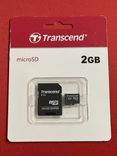 Transcend 2GB microSD Card with SD Adapter - TS2GUSD - Brand New!