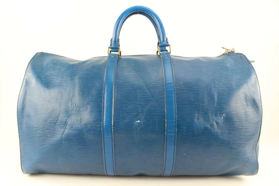 Louis Vuitton Blue Epi Leather Keepall 55 Duffle Bag 113lv48