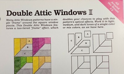 Spinning Spools Quilt Pattern DOUBLE ATTIC WINDOWS + Uncut Flexible Template