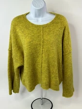 Roberta Collina Sweater Womens Small Yellow Fuzzy Comfy Pullover Mohair Blend