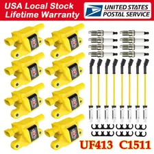 UF413 High Performance Ignition Coil & Spark Plug & Wire For Chevy GMC 5.3L 6.2L