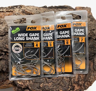 Fox Edges Wide Gape Long Shank Gr. 4 5 6 7 Karpfenhaken Carp Hooks NEW OVP