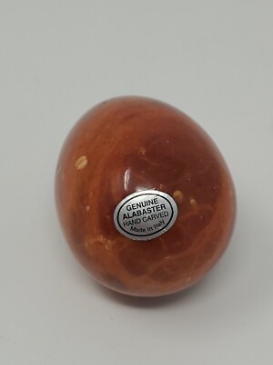 Genuine Alabaster Egg Orange Brown. Hand Carved.  Made In Italy. Dragon egg. 