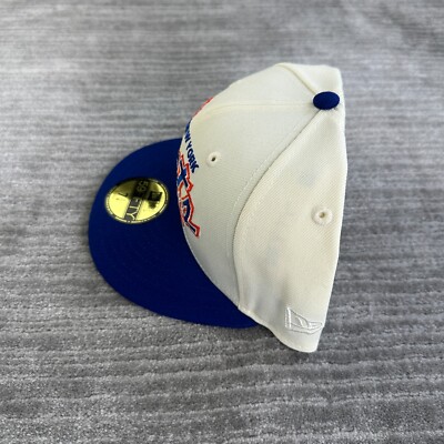 New York Mets Hat Cap Mens Fitted 7 1/4 New Era Script Spellout
