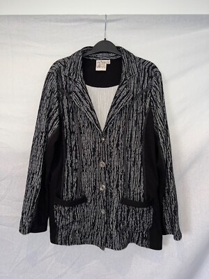 Parsley Sage Lightweight Artsy LG Cardigan Blazer Grey/Black Made in  India